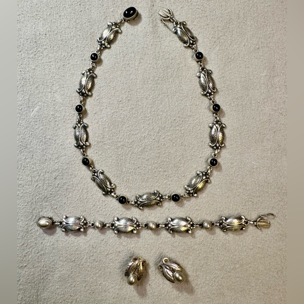 Georg Jensen Midnight Blossom Sterling Silver Jewelry Set, $1800